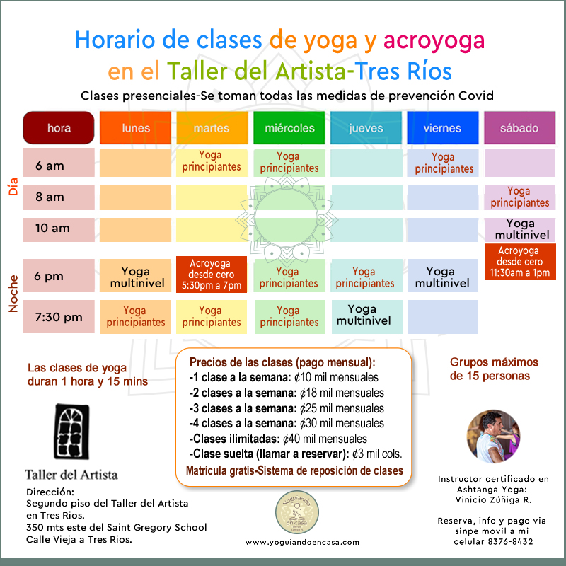 horario clases taller mayo